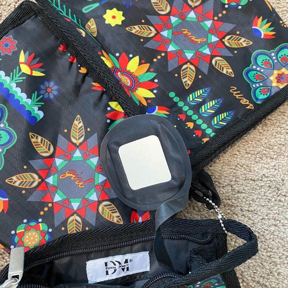 Donna Moore DM Cosmetic zippered Make Up Bag with mirror Unisex set of 3 - Picture 5 of 10